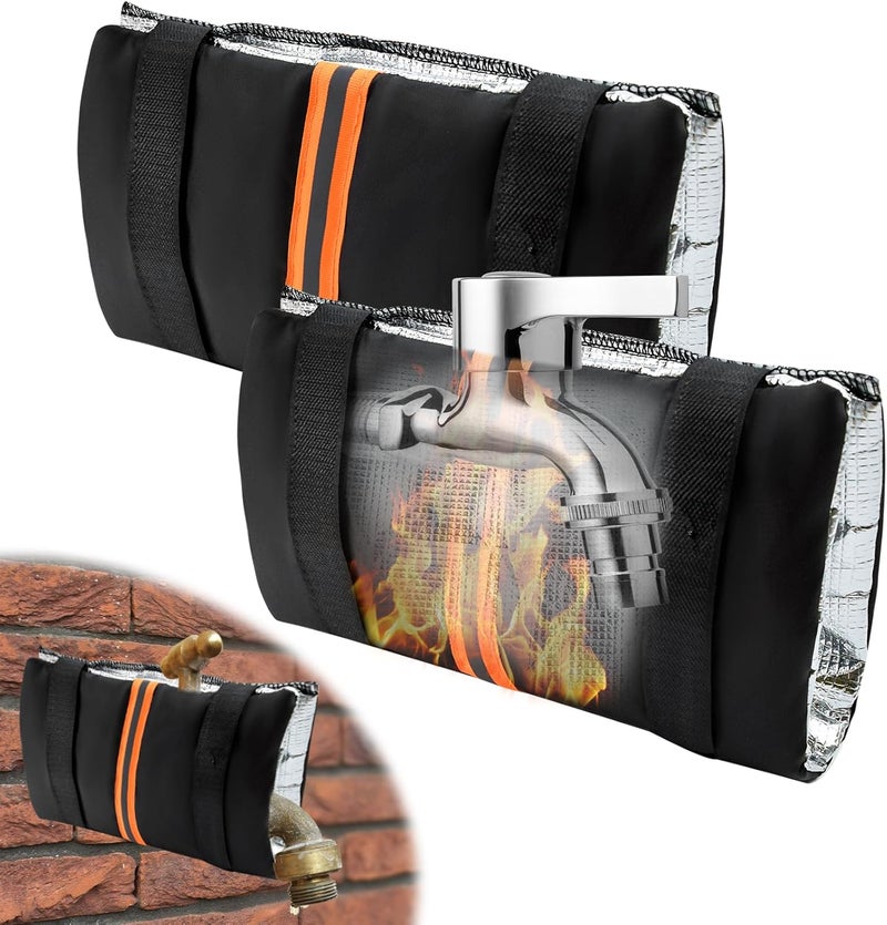 Waybas 2Pcs Outdoor Faucet Covers for Winter Freeze Protection, Reusable Insulated Hose Bib Cover with Reflect Strip Waterproof Freeze Miser Water Faucet Insulation Socks Wrap for Outside Garden Spigot Pipe - Image 1